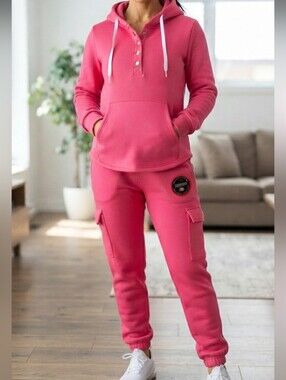 Zero Fahrenheit Bright Pink Matching Tracksuit / Sweat Suit (XL)